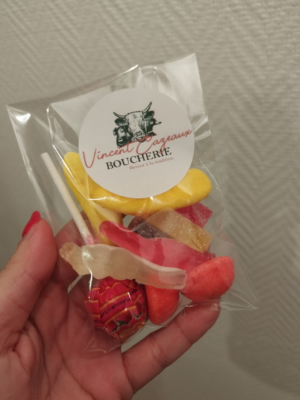 Sachet de bonbons avec étiquette personnalisée