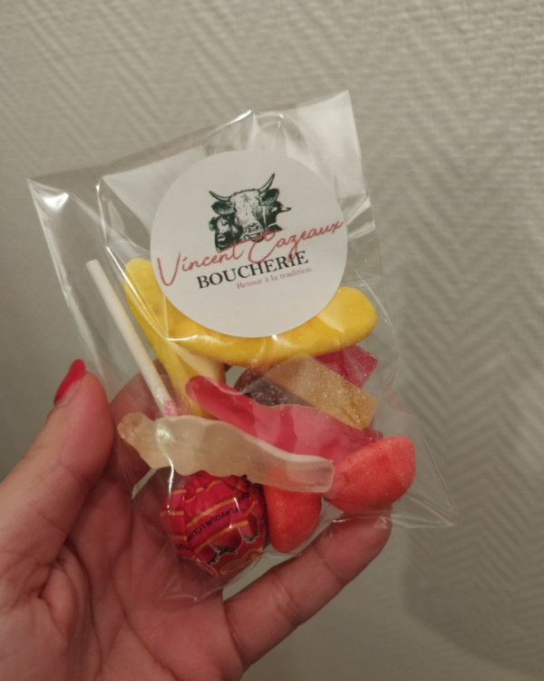 Sachet de bonbons avec étiquette personnalisée