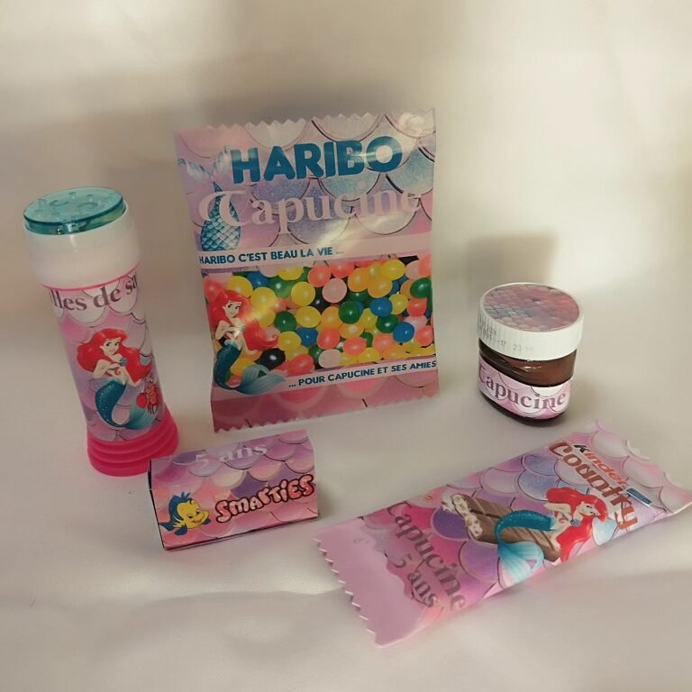 Ensemble de produits personnalisés thème princesse pour anniversaire fille